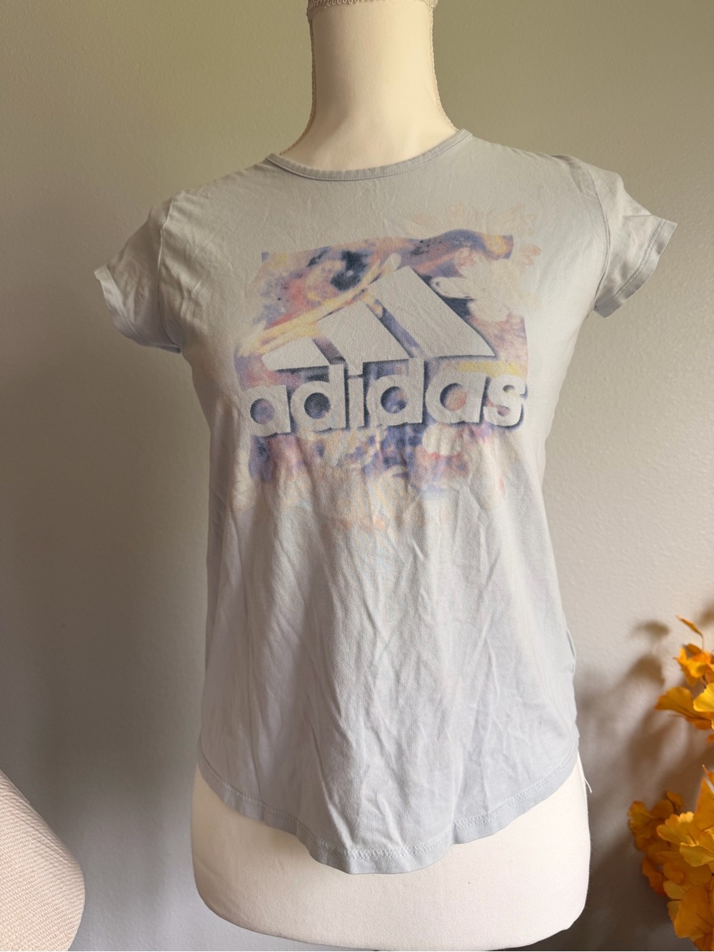 adidas Light Blue Tee with Pastel Logo